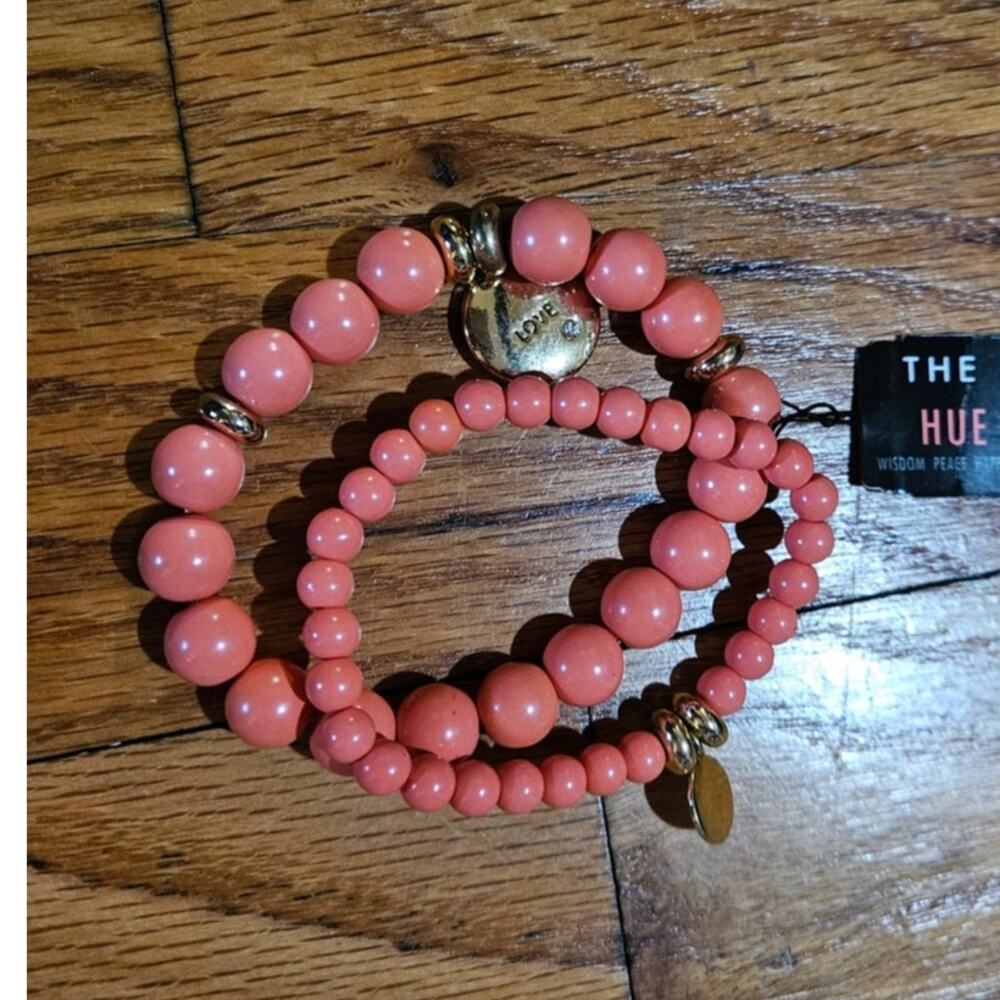 The Limited Hue Are You Bright Coral Bead Bracelet Set ~ Lovely Casual Accent